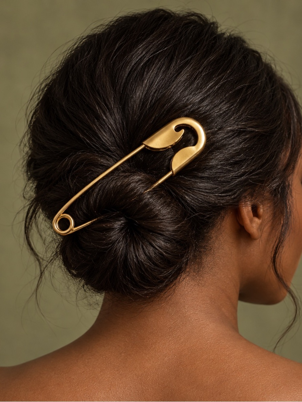 Gold Safety Pin Hair Clip Women Accessories - Picture 2 of 3